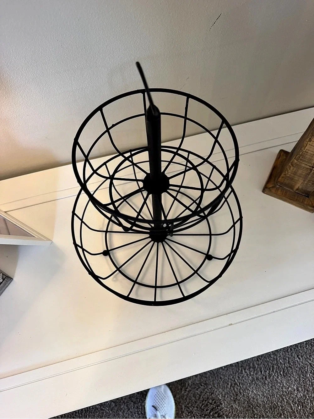 Black Two-Tier Wire Basket Storage Stand
